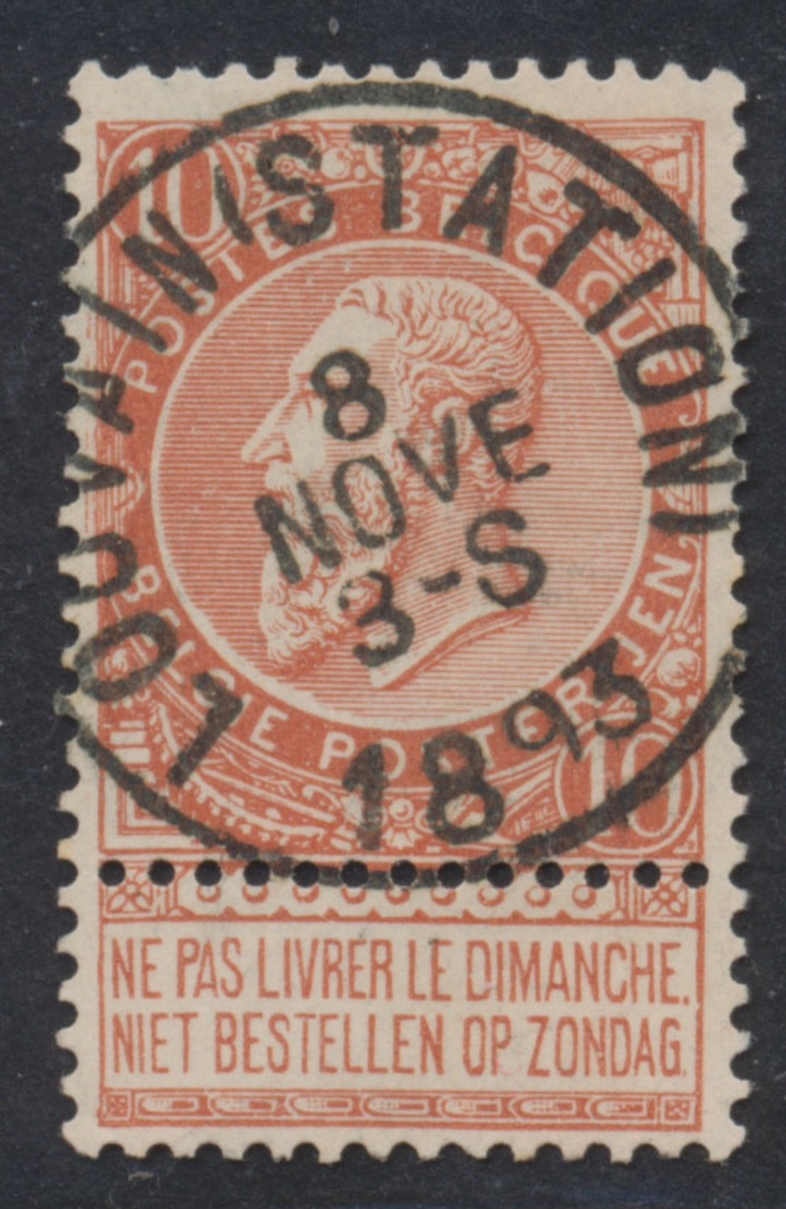 Fine Barbe - N°57 Obl Simple Cercle (concours) "Louvain (Station)" - 1893-1900 Fine Barbe