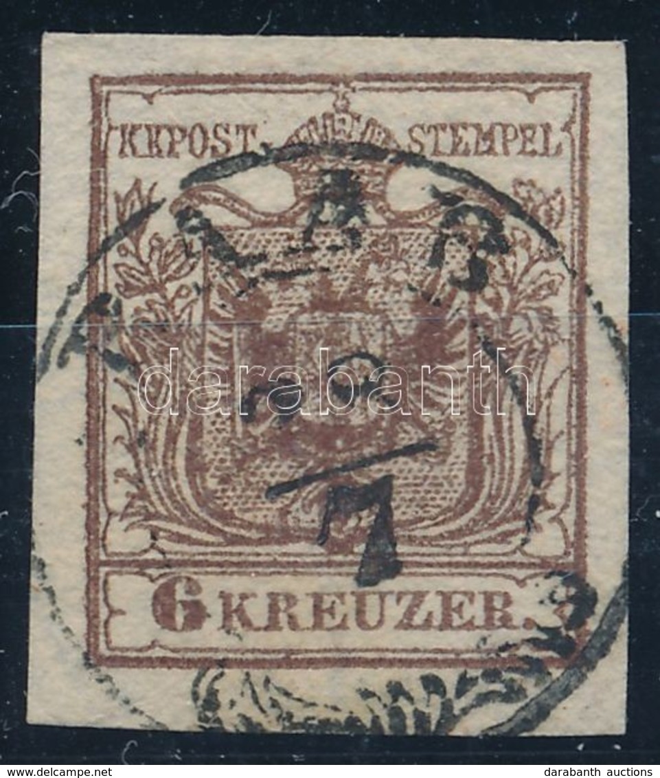 O 1850 6kr HP III Pl. 4 Vízjeles Bélyeg, ívszéli Nyomat  'RAAB' Certificate: Strakosch - Autres & Non Classés