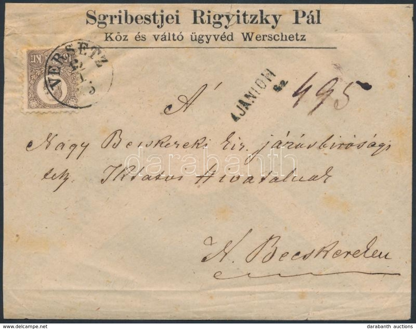 1875 Réznyomat 15kr Ajánlott Levélen / Mi 12 On Registered Cover 'VERSETZ' - 'NAGY BECSKEREK TORONT. M.' - Altri & Non Classificati