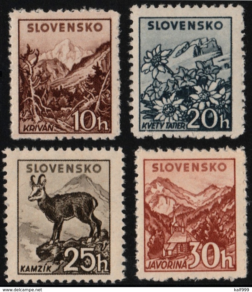 ~~~ Slovakia 1940 - Landscapes - No WM , Perf 12½ - Mi. 72/75 XA ** MNH OG  ~~~ - Ongebruikt