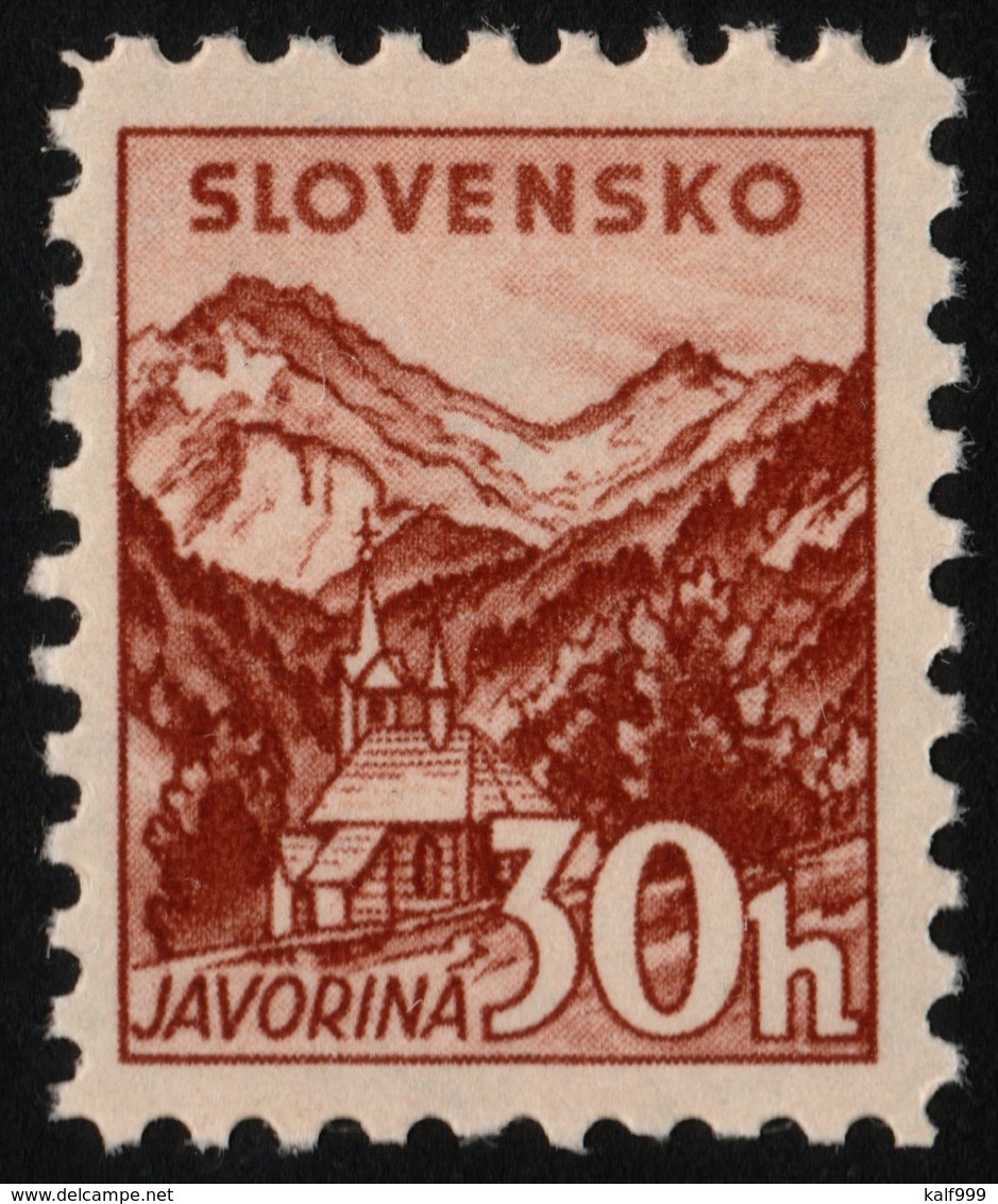 ~~~ Slovakia 1940 - Landscapes - WM 1 , Perf 10½ - Mi. 75 YB ** MNH OG  ~~~ - Ongebruikt