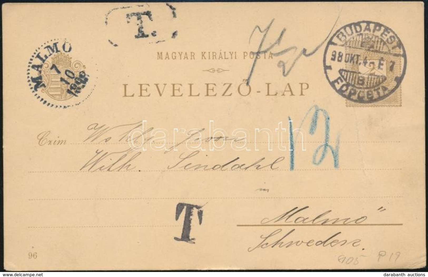 1898 Milleniumi 2kr Díjjegyes Levelezőlap Svédországba, Portóelőjegyzéssel - Altri & Non Classificati