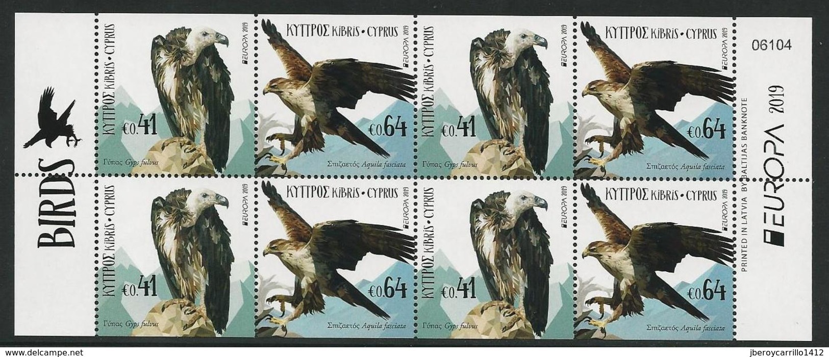 CHIPRE/ CYPRUS/ ZYPERN/ CHYPRE- EUROPA 2019 -NATIONAL BIRDS.-"AVES - BIRDS - VÖGEL -OISEAUX"-  HOJA BLOQUE CARNET - 2019