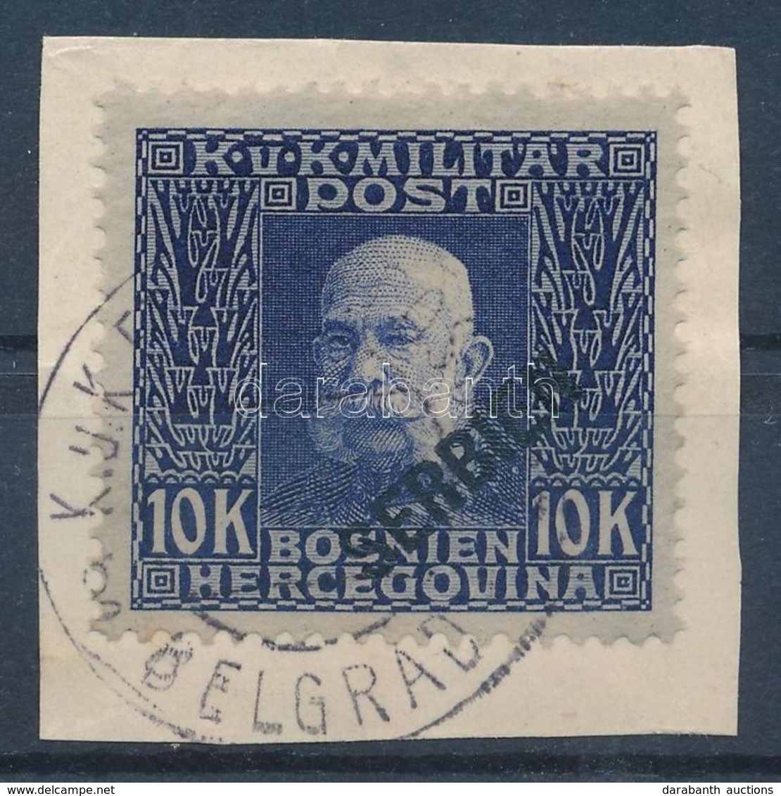 1916 Osztrák-magyar Tábori Posta Szerbiában 10K Kivágáson - Sonstige & Ohne Zuordnung