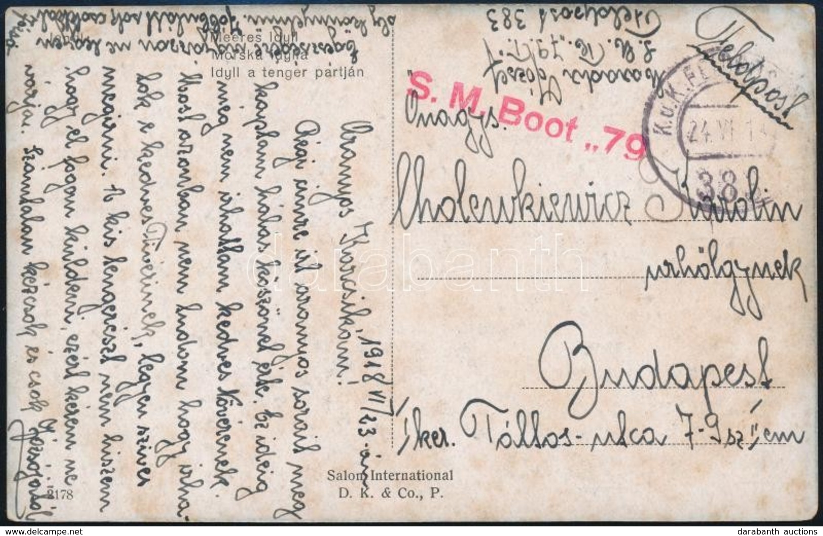1918 Képeslap / Postcard 'S. M. Boot 79' + 'FP 383' - Autres & Non Classés