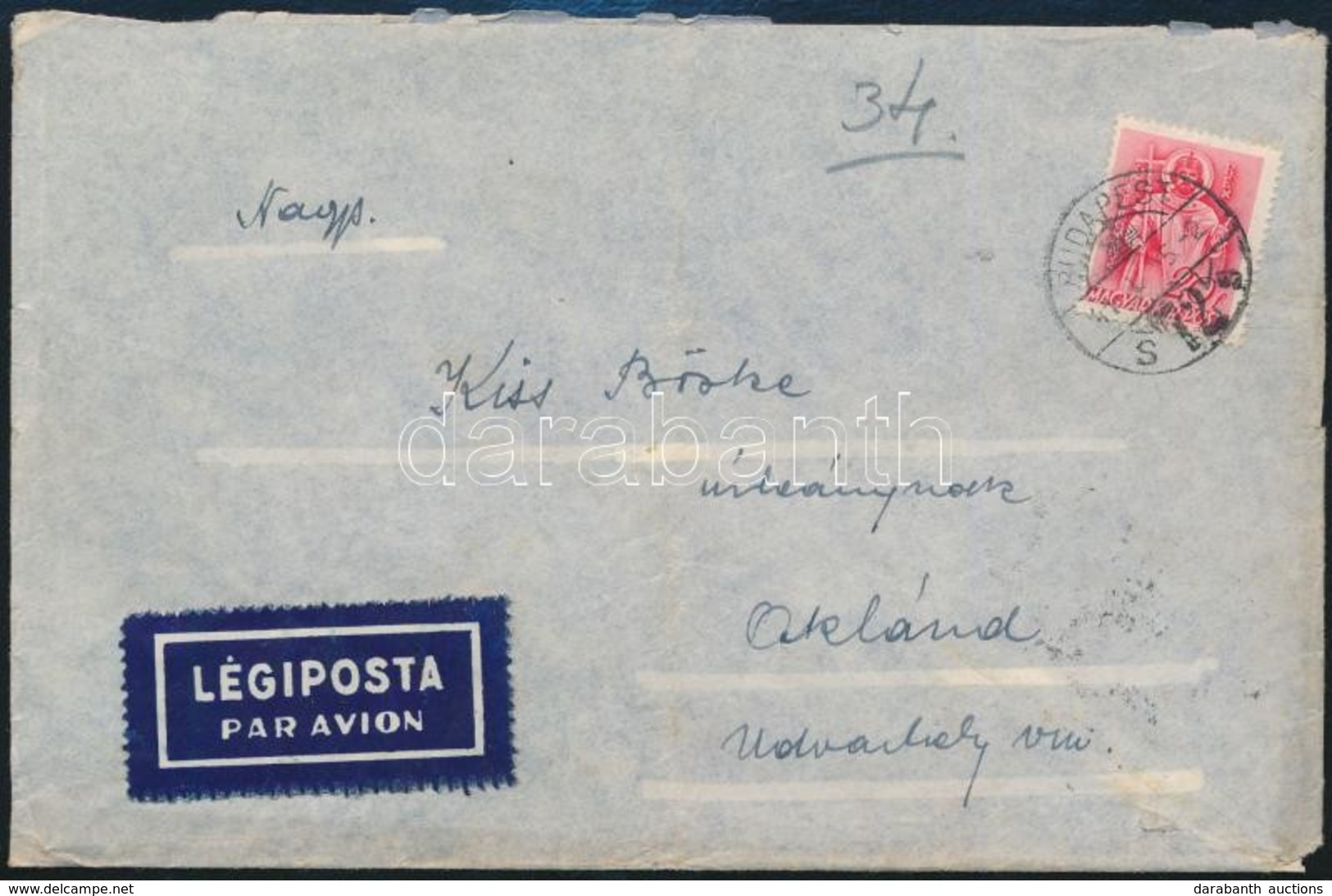 1941 Légi Levél 20f Bérmentesítéssel Budapestről Oklándra (Erdély) - Altri & Non Classificati