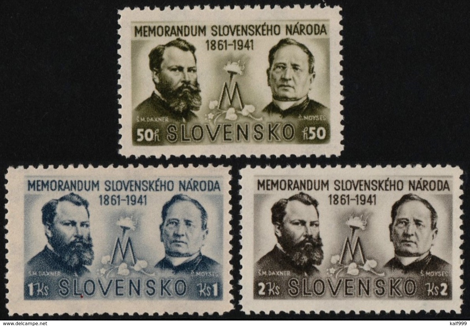 ~~~ Slovakia 1941 - Stefan Daxner  - WM 1 , Perf 12½ - Mi. 85/87 ** MNH OG  ~~~ - Ongebruikt