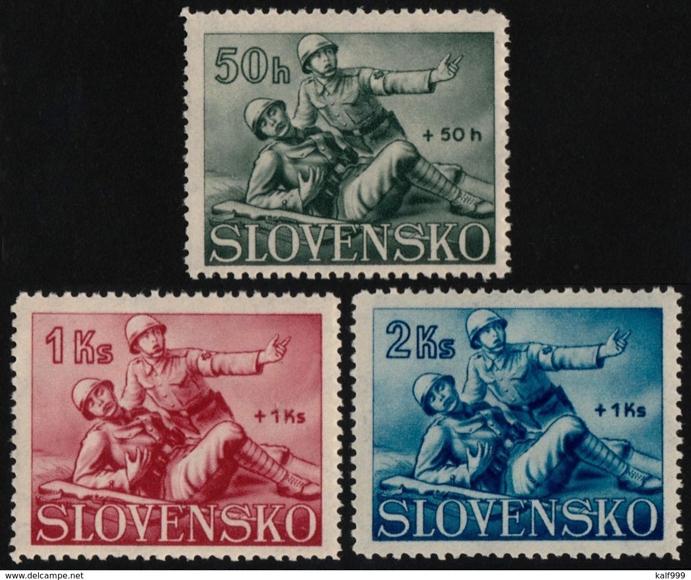 ~~~ Slovakia 1941 - Red Cross - WM 1 , Perf 12½ - Mi. 88/90 ** MNH OG  ~~~ - Unused Stamps