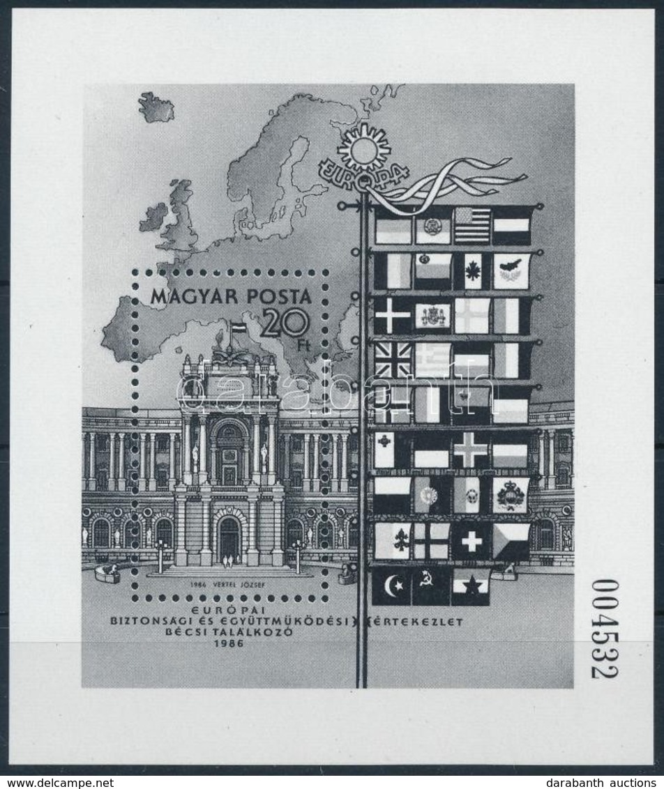 ** 1986 Csúcstalálkozó Bécs Blokk Feketenyomat Fekete Sorszámmal (6.000) - Altri & Non Classificati