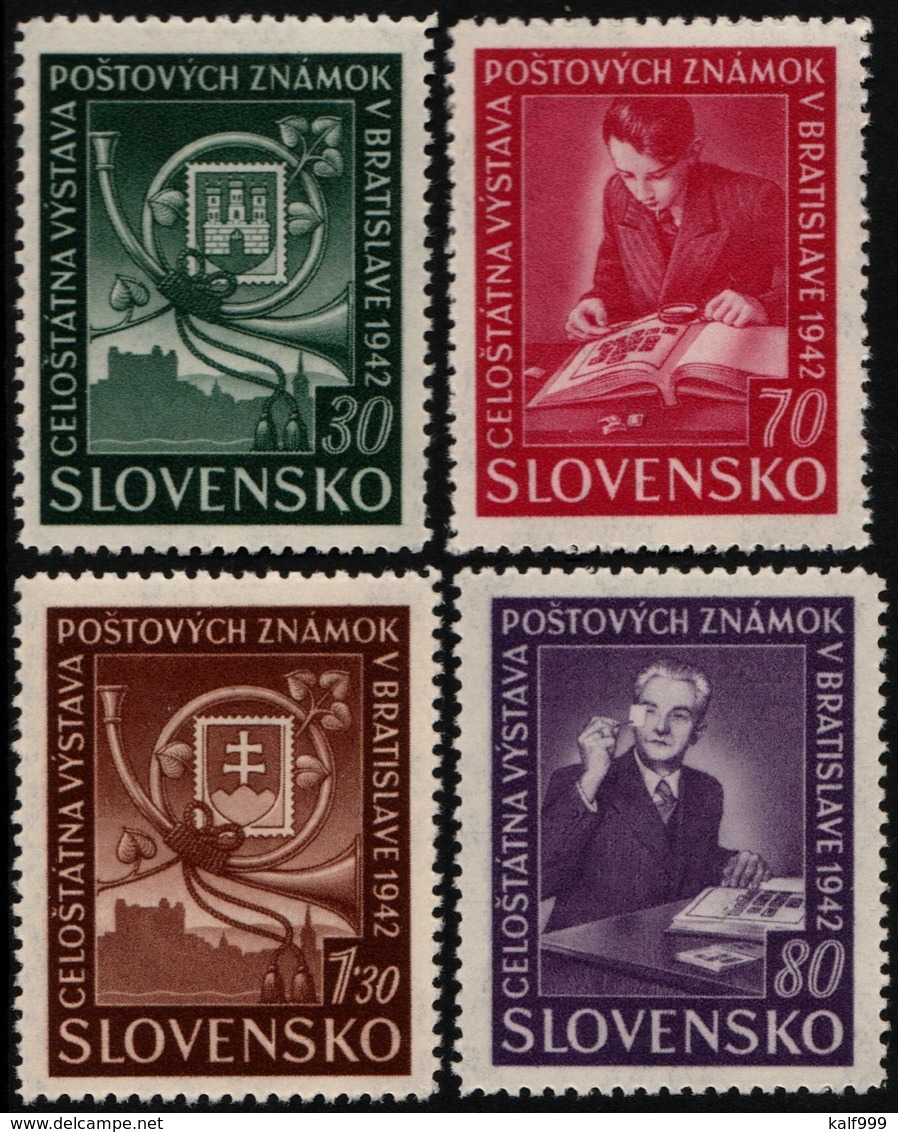 ~~~ Slovakia 1942 - Philatelic Expo Bratislava - WM 1 , Perf 12½ - Mi. 98/101 ** MNH OG  ~~~ - Ongebruikt