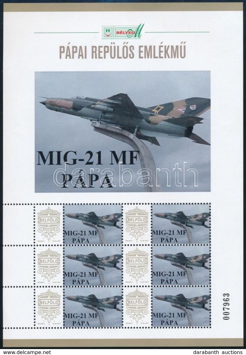 ** 2019 Belföld Megszemélyesített Kisív Pápai Repülős Emlékmű Felavatása MIG-21 Szelvénnyel - Autres & Non Classés