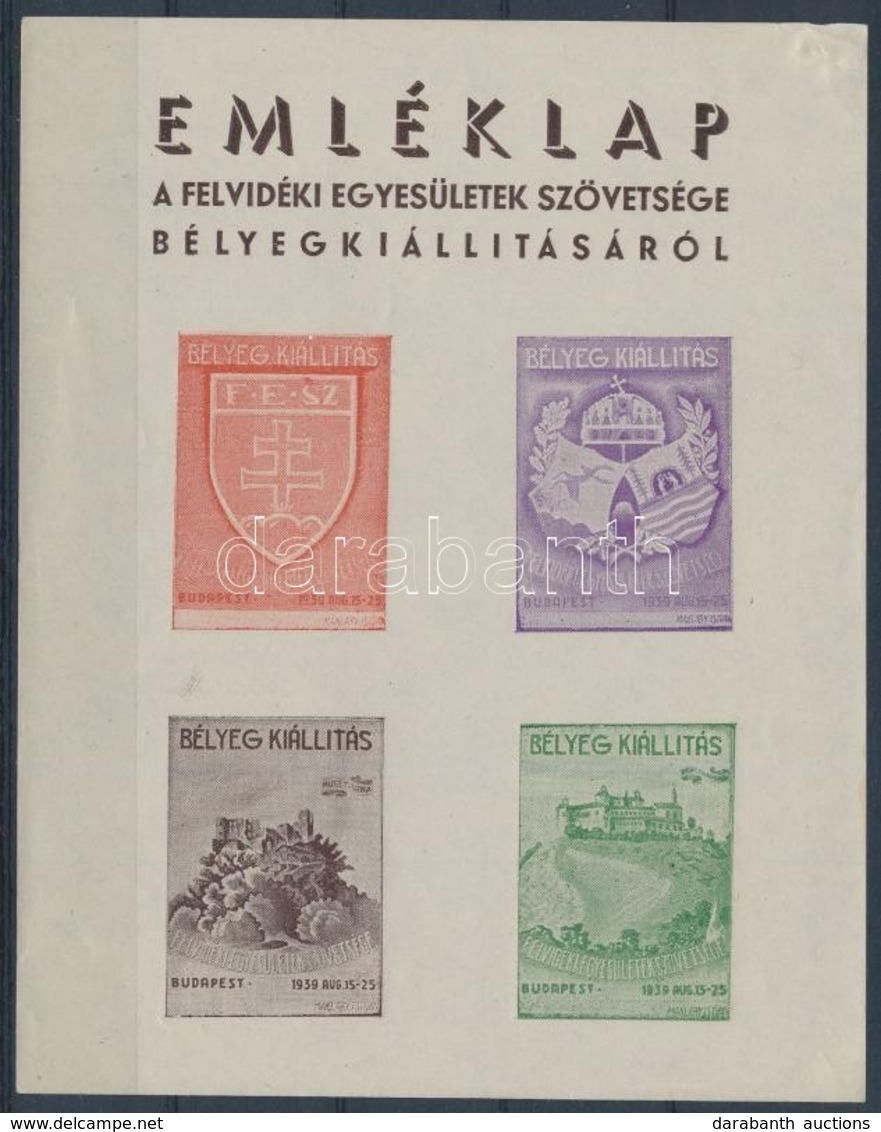 ** 1939/4 Felvidéki Egyesületek Szövetsége Bélyegkiállítása Emlékív (7.500) (sarokhiba / Corner Fold) - Sonstige & Ohne Zuordnung