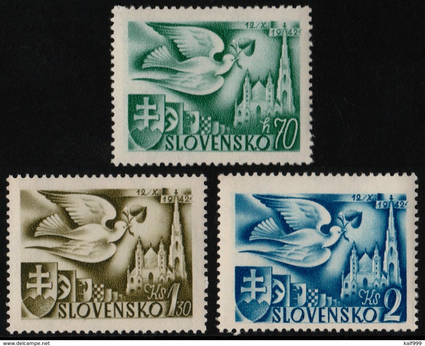~~~ Slovakia 1942 - Postal Congress Vienna - WM 1 , Perf 14 - Mi. 102/104 ** MNH OG  ~~~ - Unused Stamps