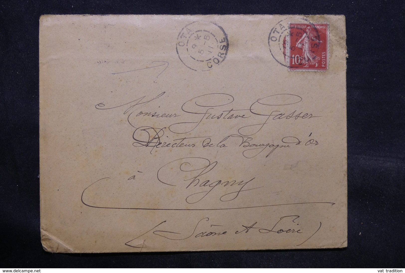 FRANCE - Enveloppe De Ota ( Corse ) Pour Chagny En 1911 - L 34339 - 1877-1920: Période Semi Moderne