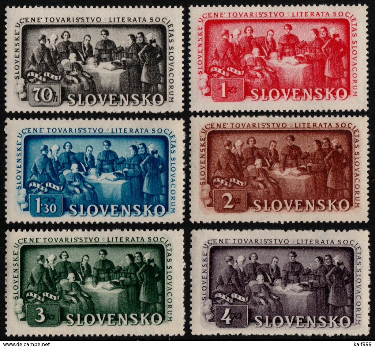 ~~~ Slovakia 1942 - Scientific Society - WM 1 , Perf 14 - Mi. 105/110 ** MNH OG  ~~~ - Ongebruikt