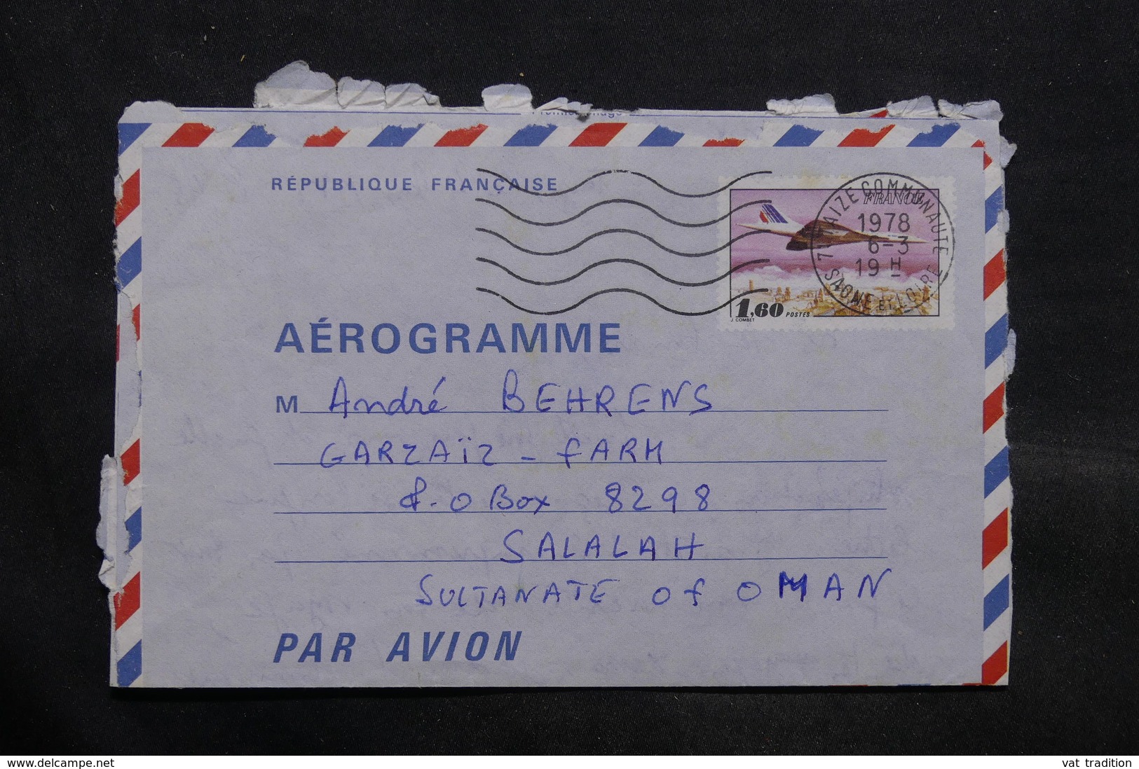 FRANCE - Aérogramme De Taizé Pour Le Sultanat D'Oman En 1978 - L 34342 - Aérogrammes