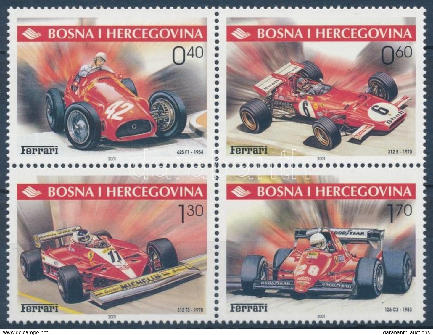 ** 2001 Ferrari Sor Négyestömb,
Ferrari Set Blocks Of 4
Mi 237-240 - Autres & Non Classés