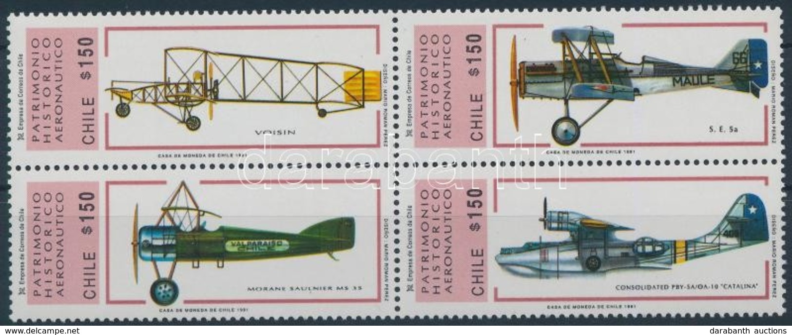 ** 1991 Repülőgépek Négyestömb,
Airplanes Block Of 4
Mi 1416-1419 - Autres & Non Classés