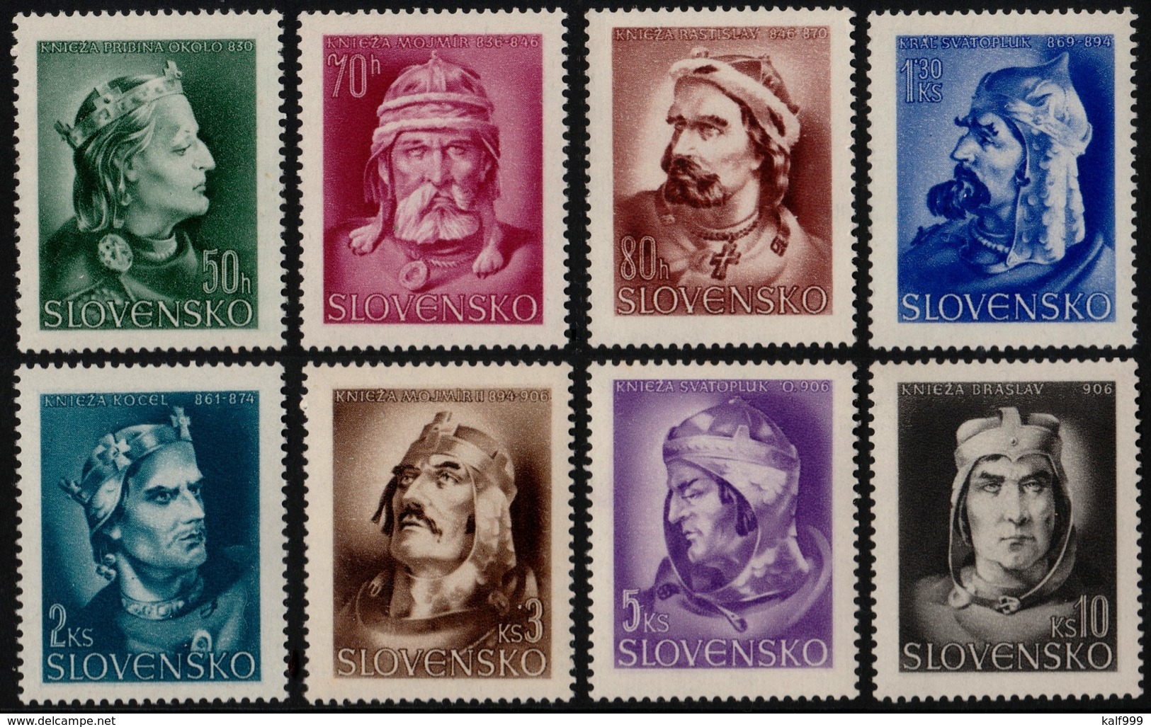 ~~~ Slovakia 1944 - Kings & Rulers  -  No WM , Perf 14 - Mi. 134/141  ** MNH OG  ~~~ - Ongebruikt