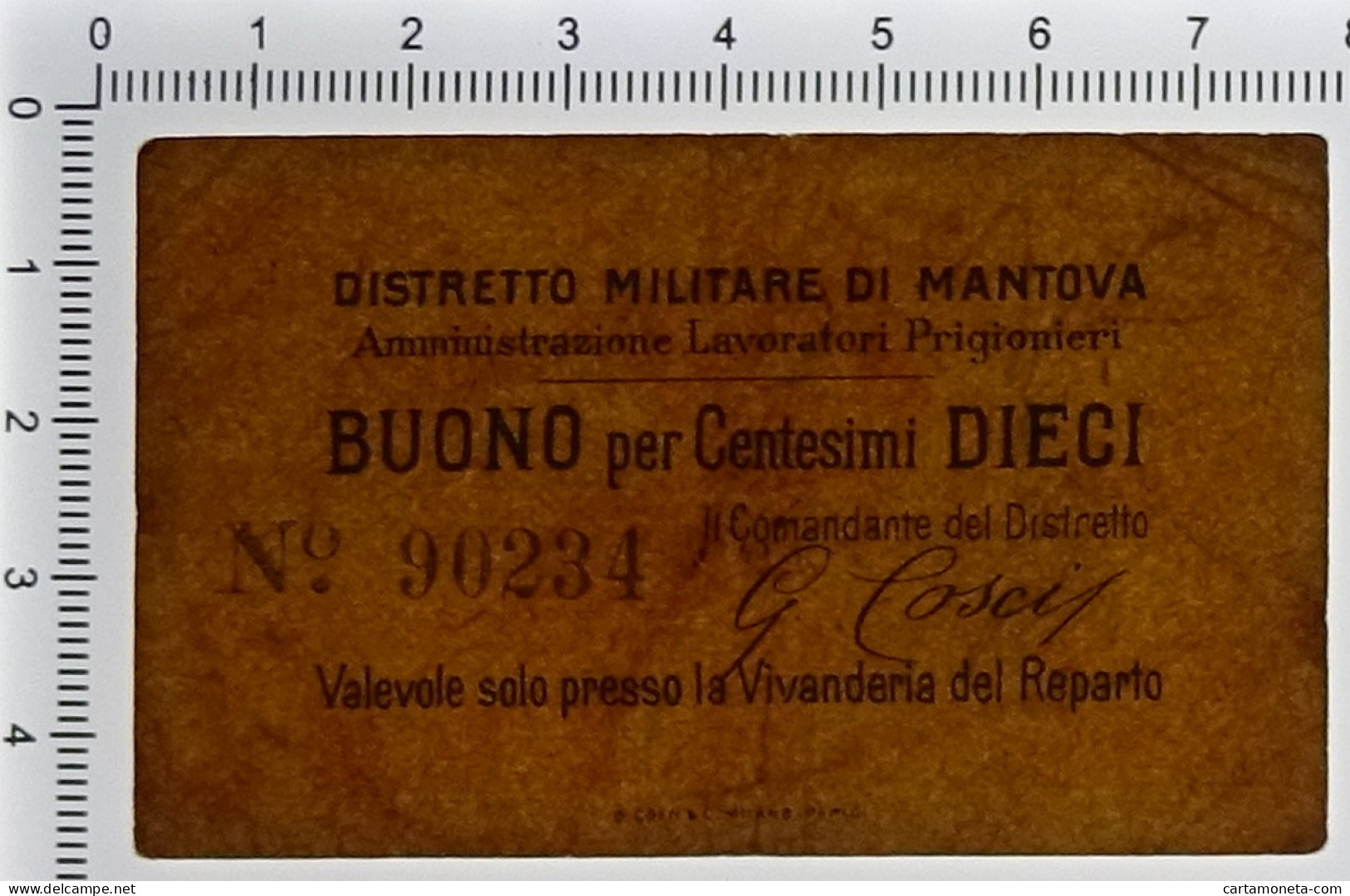 10 CENTESIMI DISTRETTO MILITARE DI MANTOVA PRIGIONIERI BB/BB+ - Other & Unclassified