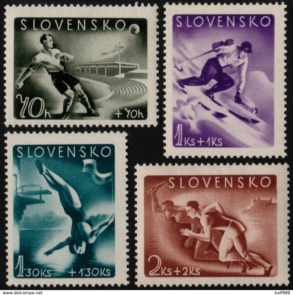 ~~~ Slovakia 1944 - Sports Funds - No WM , Perf 14 - Mi. 147/150  ** MNH OG  ~~~ - Unused Stamps