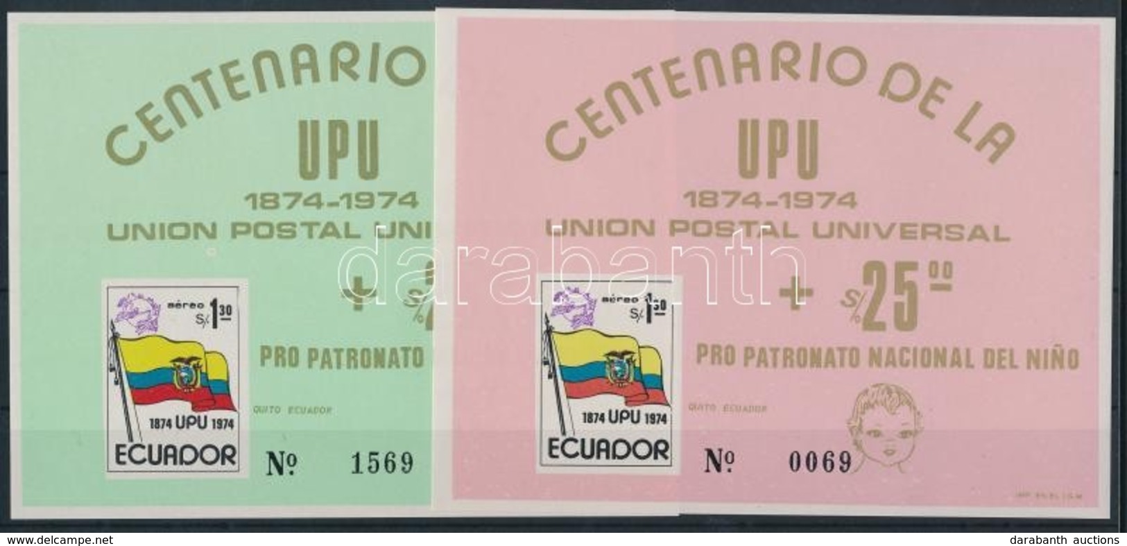 ** 1974 100 éves Az UPU Vágott Blokk Pár Mi 66-67 - Autres & Non Classés