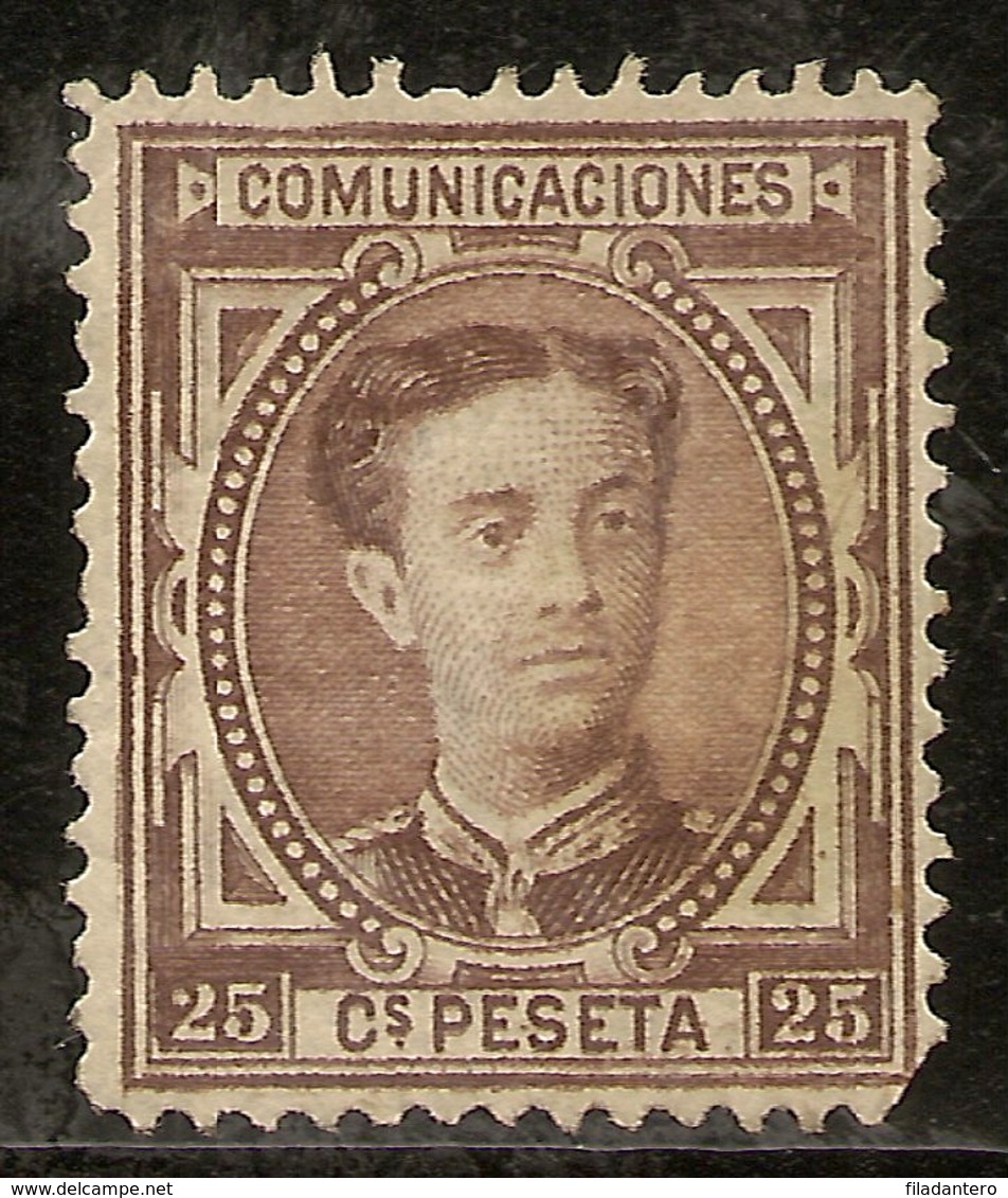 España Edifil 177 * Mh  25 Céntimos Castaño Corona Y Alfonso XII 1876  NL1471 - Unused Stamps