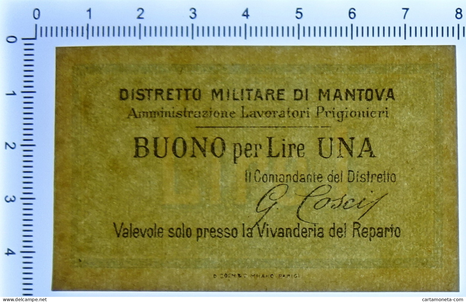 1 LIRA NON EMESSO DISTRETTO MILITARE DI MANTOVA PRIGIONIERI FDS - Other & Unclassified