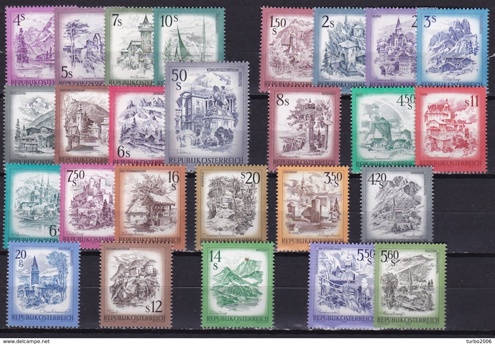 AUSTRIA 1973 - 1982 Schönes Osterreich 26 Different MNH Stamps Michel Between 1430 - 1711 - Andere & Zonder Classificatie