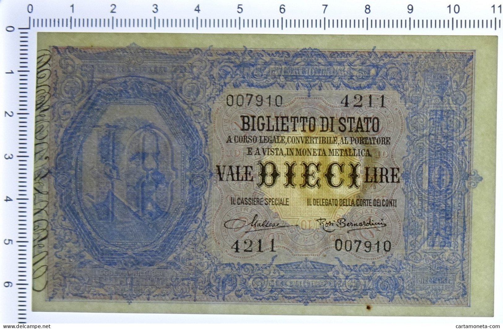 10 LIRE BIGLIETTO DI STATO EFFIGE UMBERTO I 03/06/1925 SUP+ - Regno D'Italia – Other