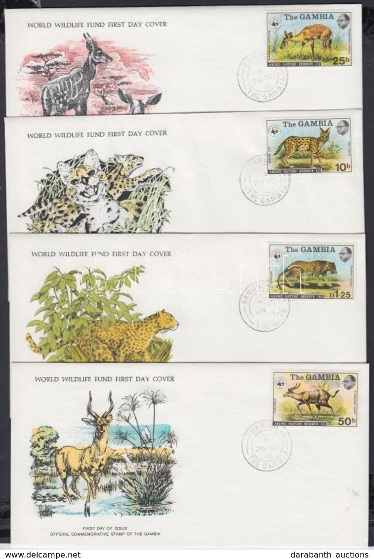 1976 WWF Abuko Természetvédelmi Terület Sor Mi 332-335 4 FDC - Autres & Non Classés