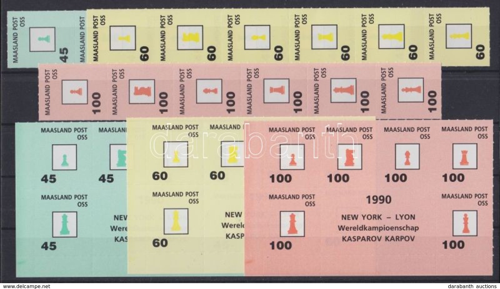 ** 1990 Maasland Magánposta Sakk Sor Hatoscsíkokban és Blokksor - Autres & Non Classés