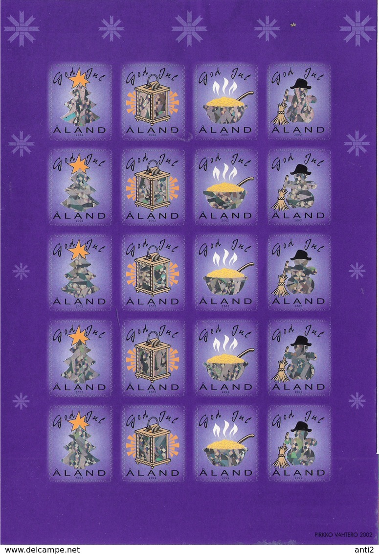 Åland Aland 2002 Chrismas Labels In Full Sheet - Unused - Ålandinseln