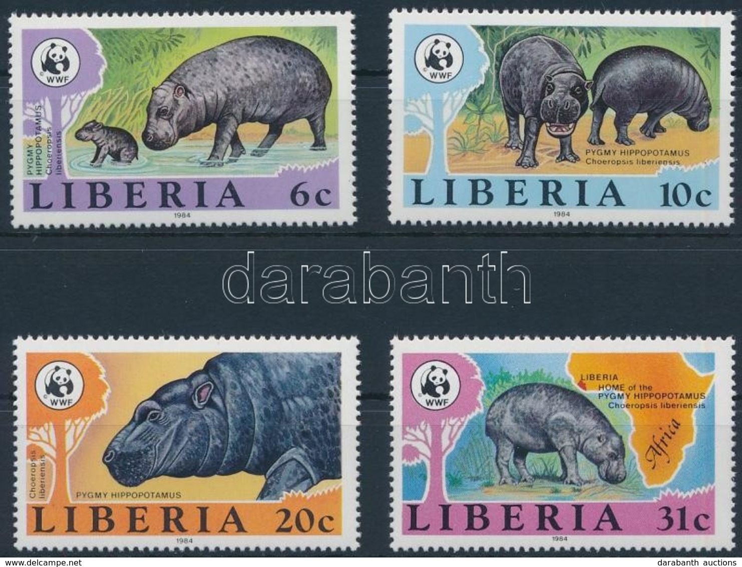 ** 1984 WWF Törpe Víziló Sor,
WWF Pygmy Hippo Set
Mi 1318-1318 - Autres & Non Classés