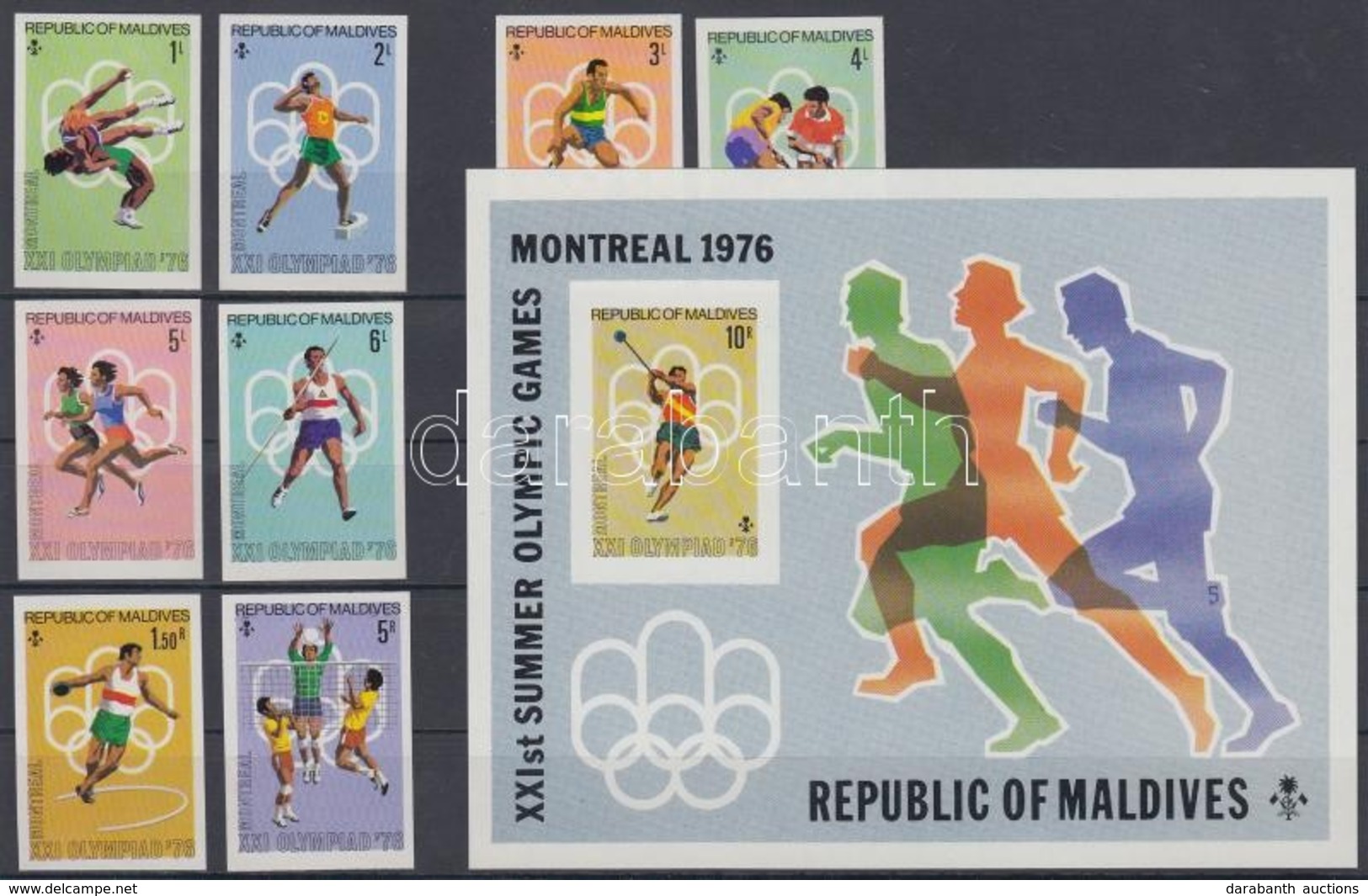 ** 1976 Montreali Nyári Olimpia Vágott Sor Mi 663-670 + Vágott Blokk Mi 40 - Altri & Non Classificati