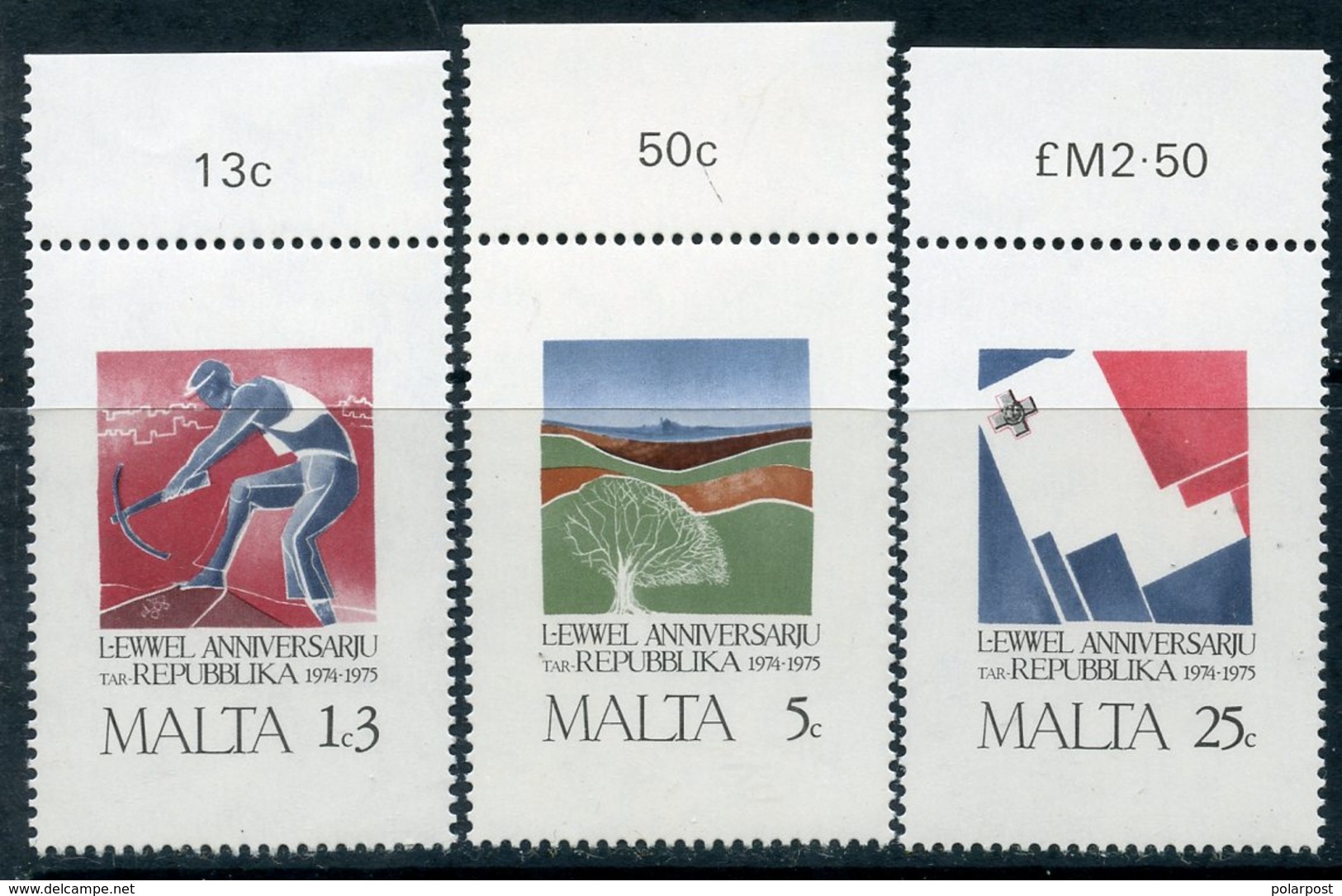 Malta 1975 521-523 1st Anniversary Of The Republic Of Malta - Malta