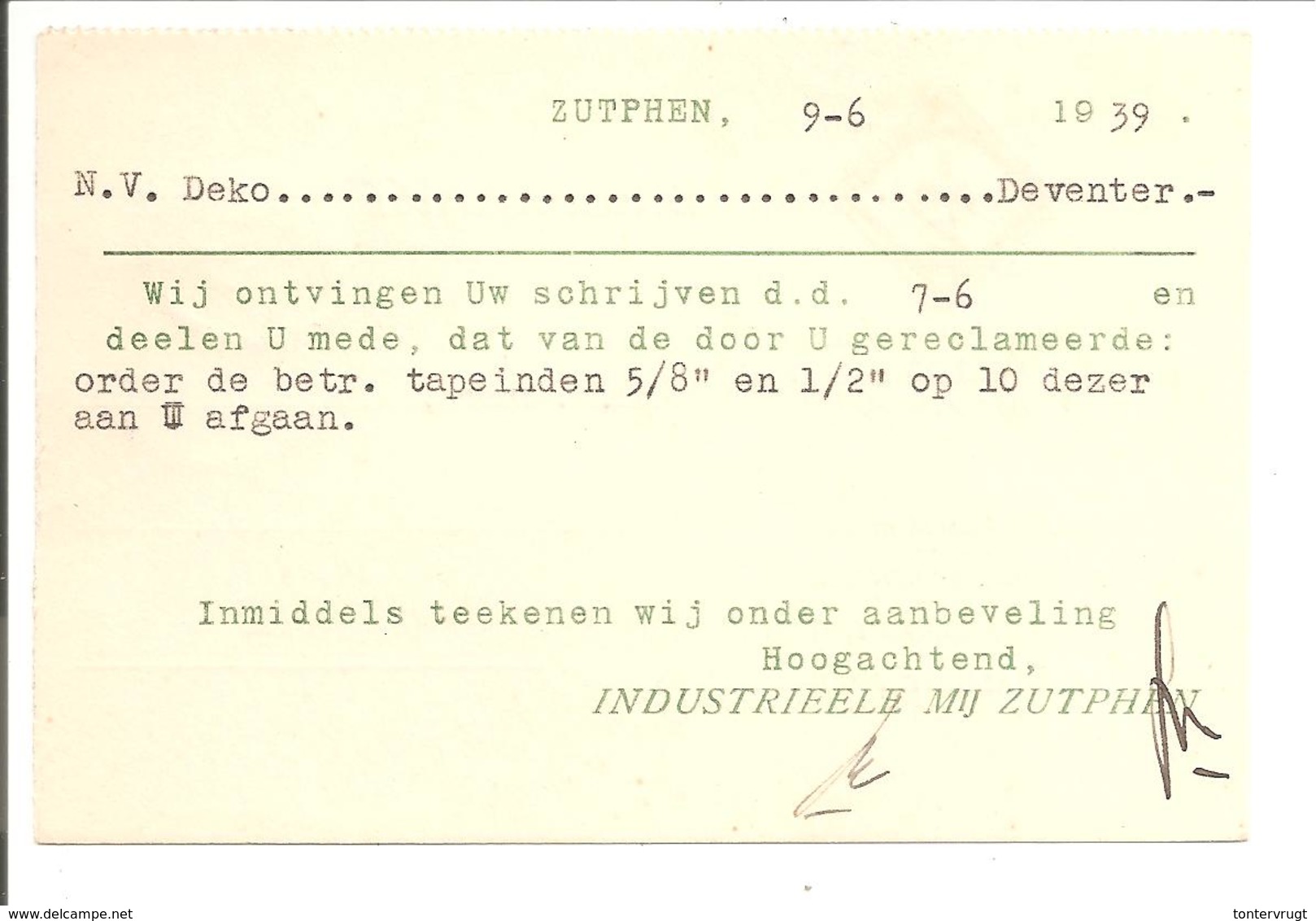 Lebeau 3 Cent N.V.P.H. 175 ENKELVOUDIG.jUISTE FRANKERING! 1.4.39>20.8.40- ZUTPHEN I.M.Z. - Brieven En Documenten