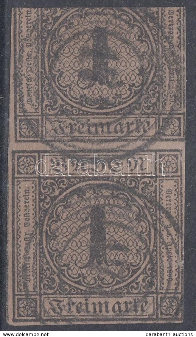 O 1851 Mi 1b Függőleges Pár / Vertical Pair (felső Bélyeg Felső Széléről A Felirat Levágva / Upper Stamp Cut Off The Top - Autres & Non Classés