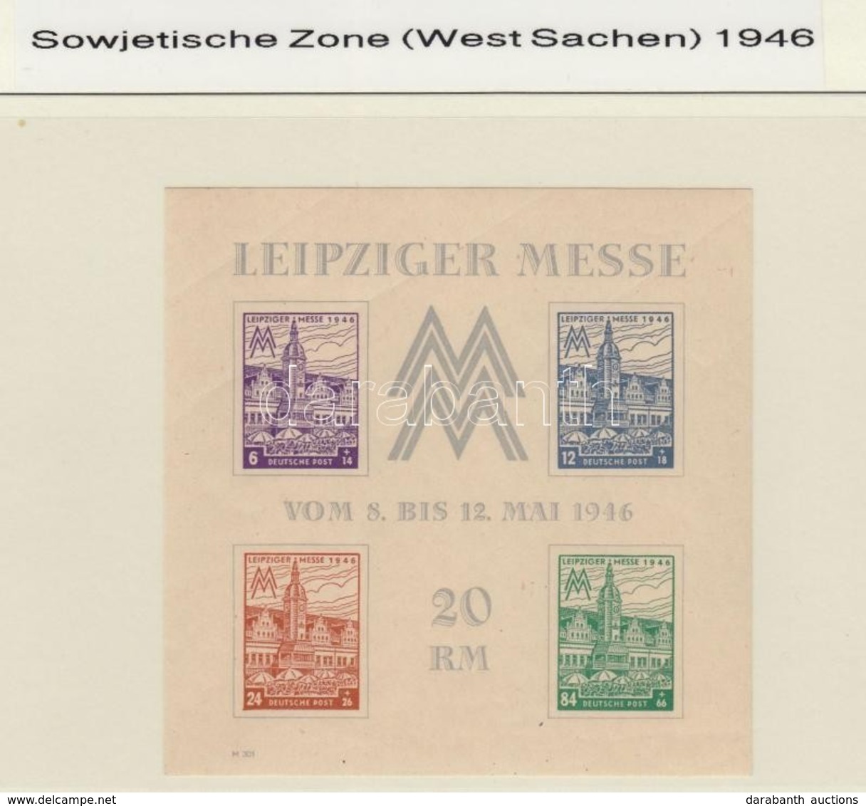 ** 1946 Mi Blokk 5a YZ (V.) Szokásos Gyártási Gumi Hullámosság / Wavy Gum. Certificate: Ströh - Sonstige & Ohne Zuordnung