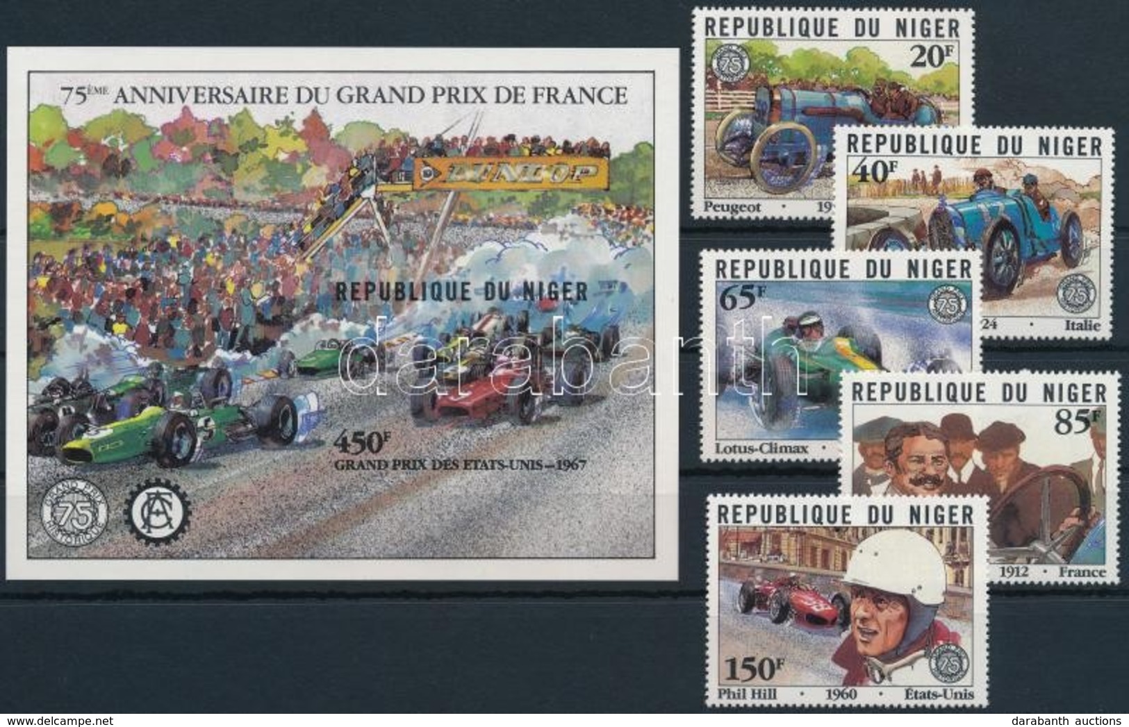 ** 1981 Franciaország Nagydíja Sor + Blokk,
Grand Prix Of France Set + Block
Mi 773-777 + Mi 35 - Altri & Non Classificati