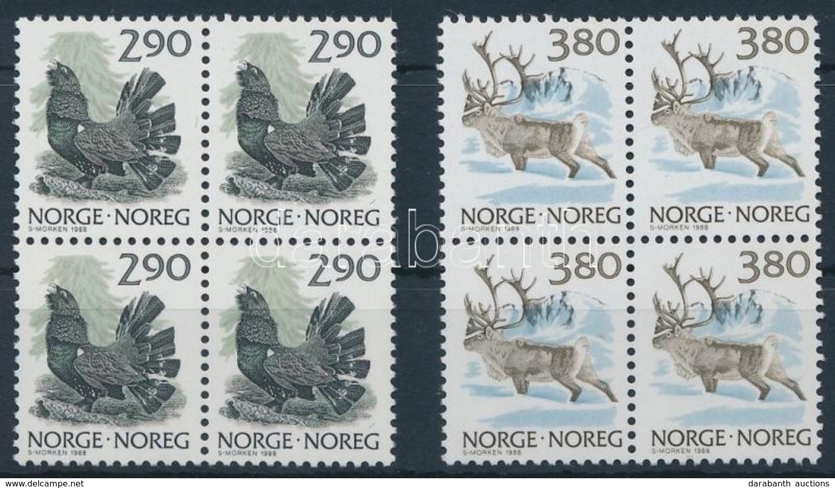 ** 1988 Állatok Sor Négyestömbben,
Animals Set In Blocks Of 4
Mi 986-987 - Altri & Non Classificati