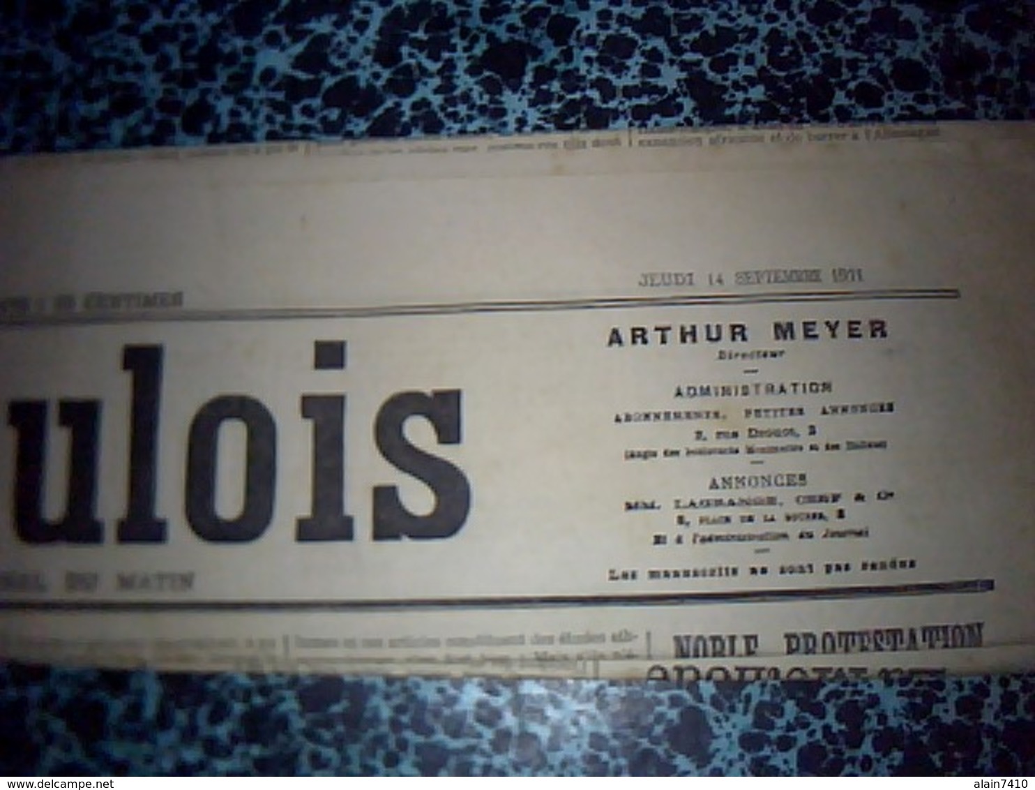Journal LE GAULOIS 14 Septembre 1911/// 2 Pages - Autres & Non Classés