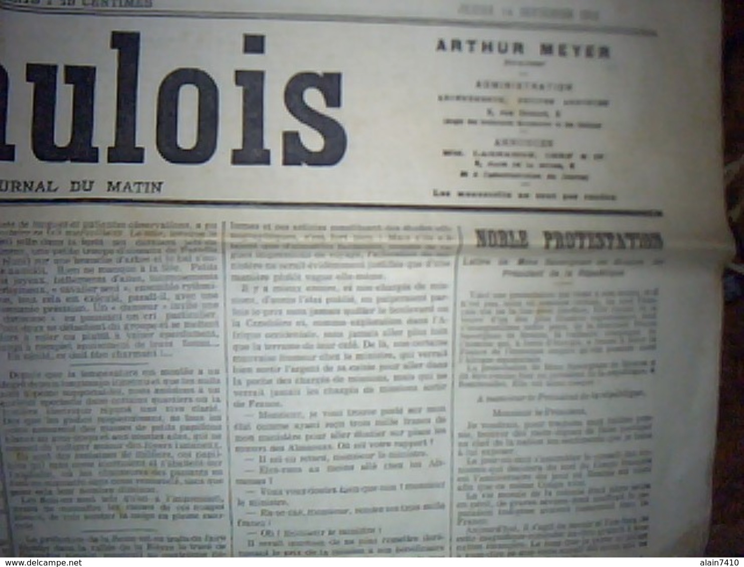 Journal LE GAULOIS 14 Septembre 1911/// 2 Pages - Autres & Non Classés