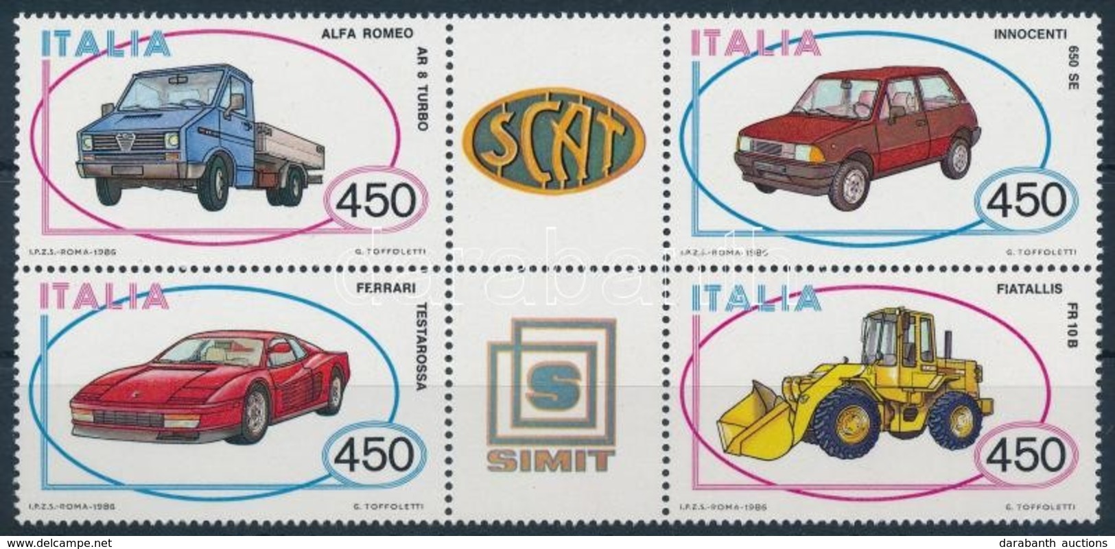 ** 1986 Autók Hatostömb,
Cars Block Of 6
Mi 1980-1983 - Sonstige & Ohne Zuordnung