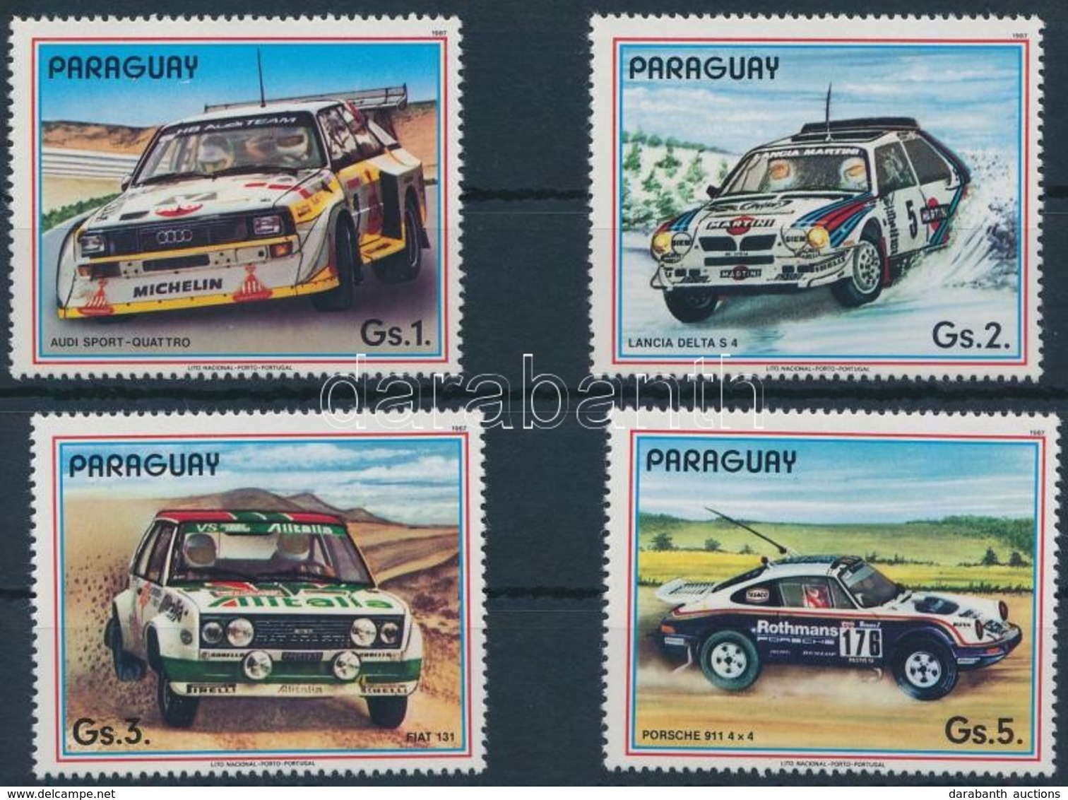 ** 1987 Rally Autók 4 Bélyeg + Kisív,
Rally Cars Stamps + Mini Sheet
Mi 4136-4140 - Altri & Non Classificati