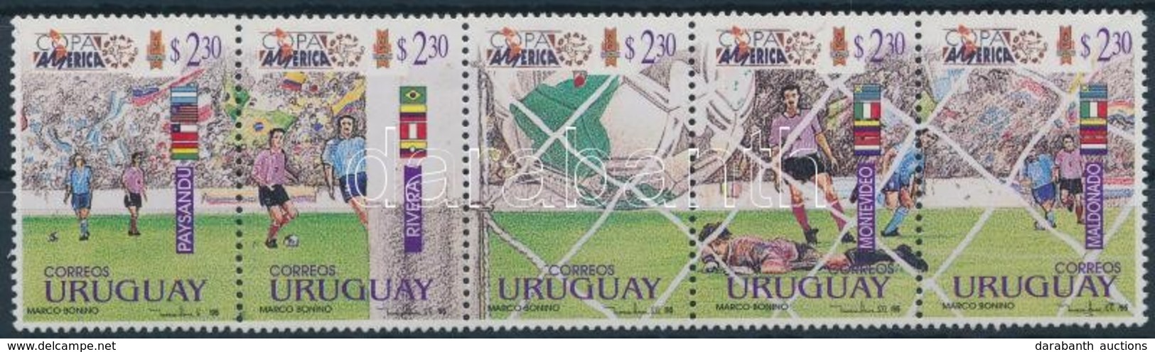 ** 1995 Dél-amerikai Kupa, Uruguay ötöscsík,
South American Cup, Uruguay Stripe Of 5
Mi 2096-2100 - Altri & Non Classificati
