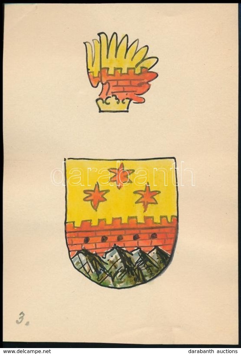 Fritz Junginger (?-?): Címerterv, Vegyes Technika, Papír, Jelzés Nélkül, 14,5x10 Cm - Altri & Non Classificati