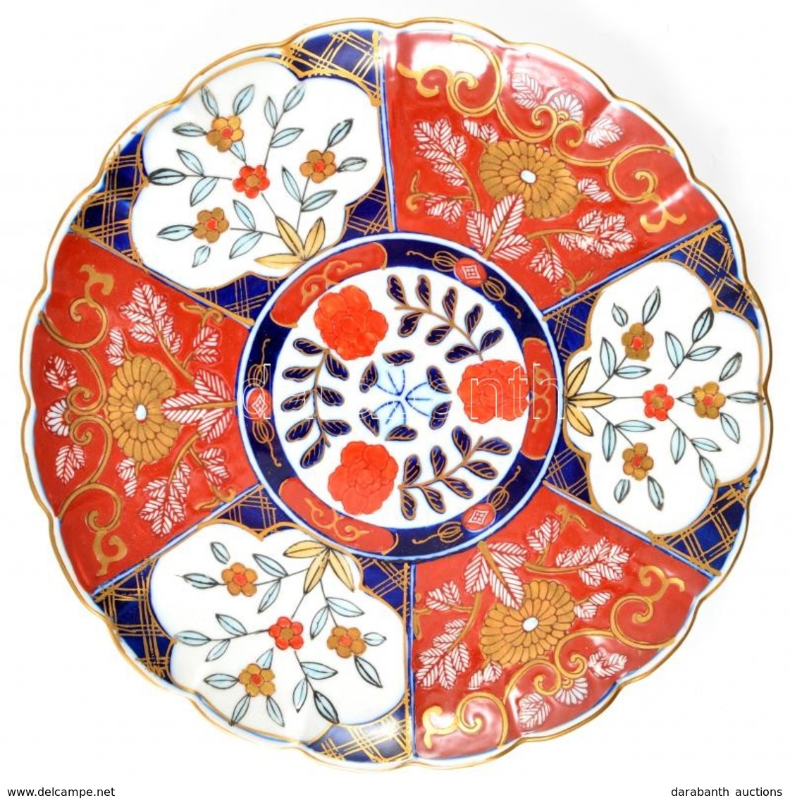 Jelzett Japán 'Imari' Tál, Kézzel Festett, Kopásnyomokkal, D:27,5 Cm - Altri & Non Classificati