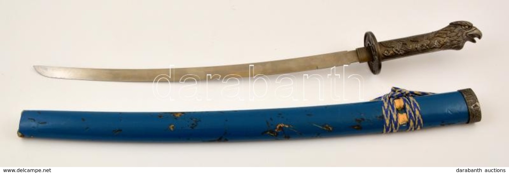 Wakizashi (japán Kard) Tokjában, Gyűjtői Másolat, Műanyag-fém-fa, Teljes Hossz: 59,5 Cm - Autres & Non Classés