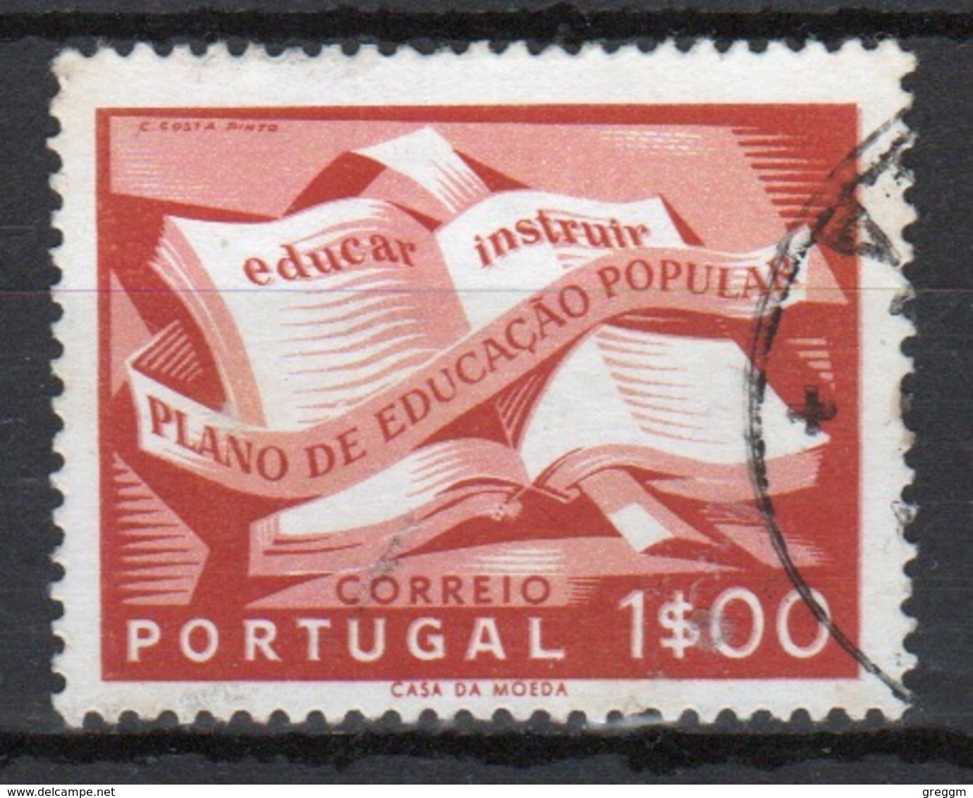 Portugal 1954 Single 1e Stamp Celebrating The People's Education Plan. - Used Stamps